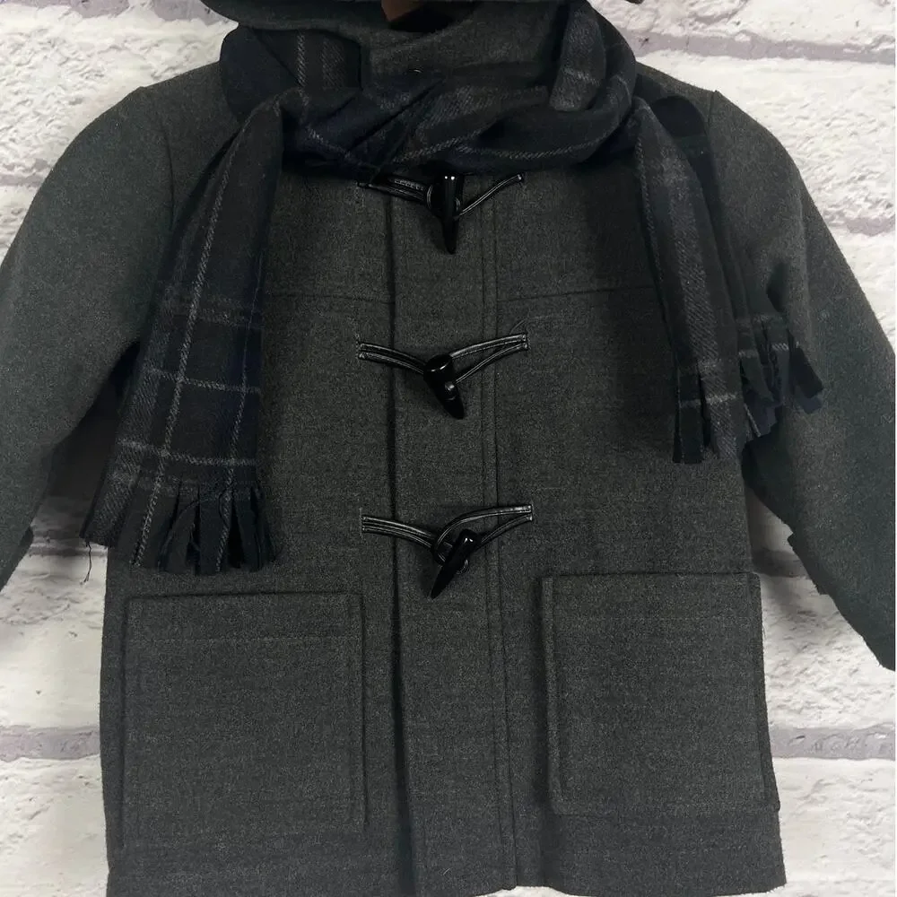 Rothschild‎ Boys 4T Old Money Preppy Light Academia Hood Toggle Coat Scarf Set